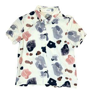 Bohme Splatter Spot Cream Medium Women's Blouse Button Up Collared Shirt